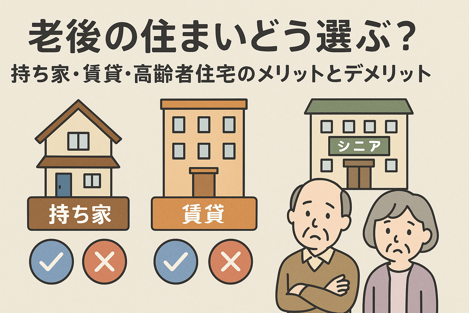 老後の住まいどう選ぶ？持ち家・賃貸・高齢者住宅のメリットとデメリット