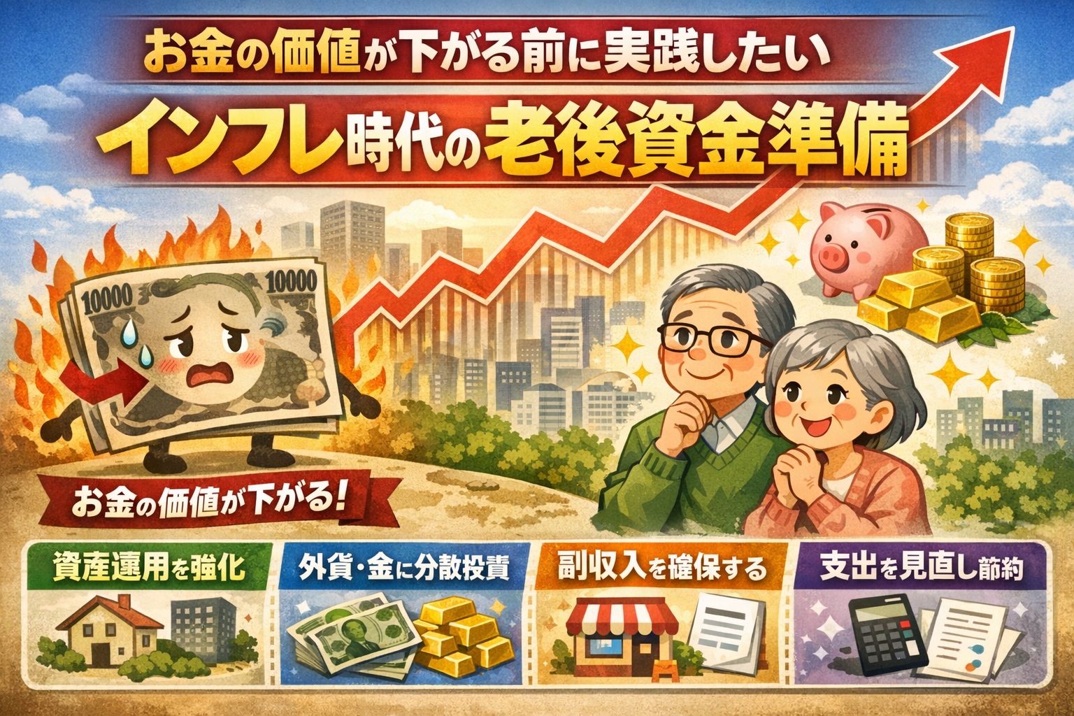 お金の価値が下がる前に実践したいインフレ時代の老後資金準備